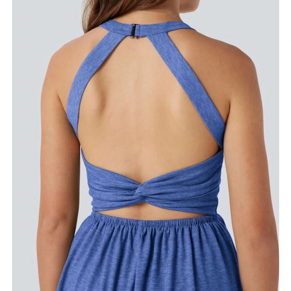 BNWT Halara Blue Heathered Scoop Neck Romper XS